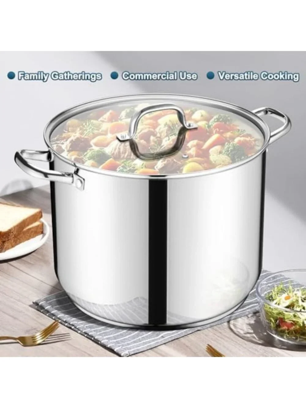 24-Quart Large Stock Pot for Boiling, Canning, Cooking Soup & Stew - Heavy Duty